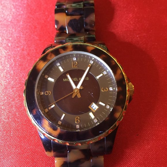 MICHAEL KORS Tortoise Shell Acetate Ladies Watch - Picture 1 of 4
